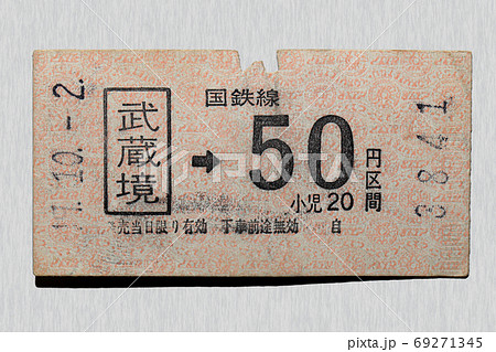 【軟券】乗車券　国鉄線　武蔵境から50円区間 69271345