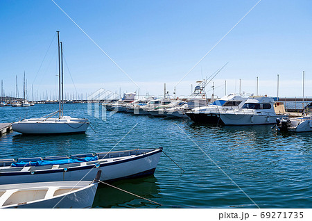 fishing boats moored in a pier mediterranean sea dock 69271735