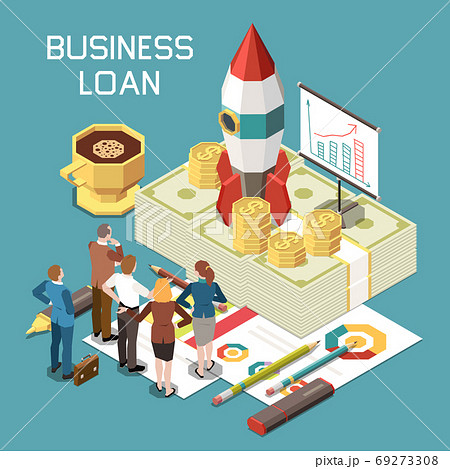 Business Loan Isometric Composition  Business Loan Isometric Composition  69273308