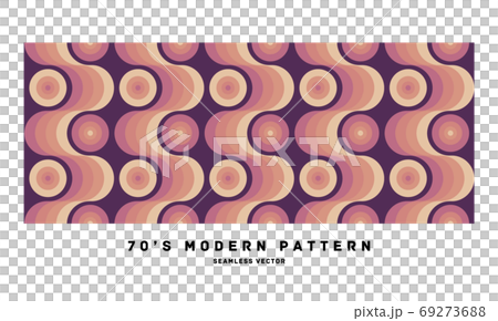 70年代 レトロモダンなシームレスパターン素材 ベクターイラスト 70年代 レトロモダンなシームレスパターン素材 ベクターイラスト 69273688