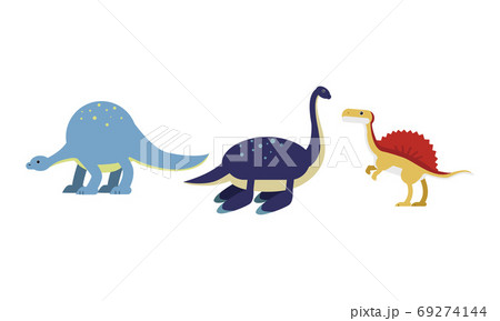 Dinosaurs Figures as Ancient Reptiles Isolated on White Background Vector Set Dinosaurs Figures as Ancient Reptiles Isolated on White Background Vector Set 69274144