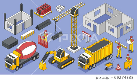 Builders Isometric Icon Set Builders Isometric Icon Set 69274338