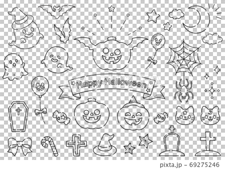ハロウィン 線画の可愛い素材集 ハロウィン 線画の可愛い素材集 69275246