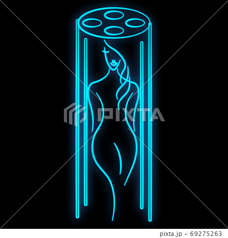 Bright luminous blue neon sign for a tanning 69275263