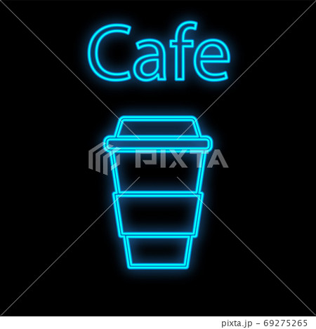 Bright luminous blue neon sign for cafe ba 69275265