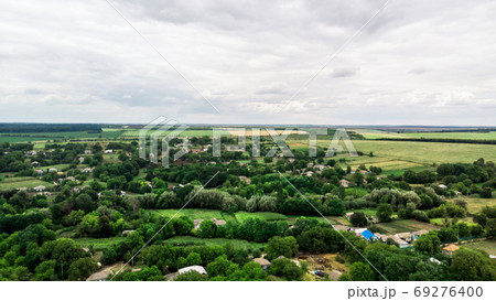 View of Donduseni from the drone in Moldova 69276400