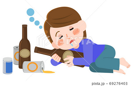 Illustration Of A Woman Who Gets Drunk And Sleeps Stock Illustration