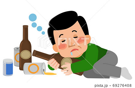 泥酔して眠る男性　イラスト 69276408