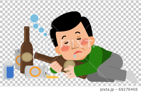 泥酔して眠る男性　イラスト 69276408