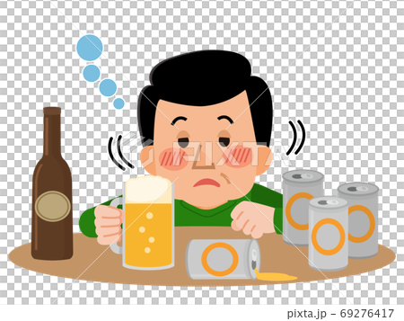 泥酔して眠そうな男性　イラスト 69276417