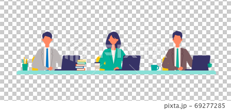 デスクに着席する社会人のイラスト 69277285