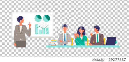プレゼンテーションをする社会人のイラスト プレゼンテーションをする社会人のイラスト 69277287
