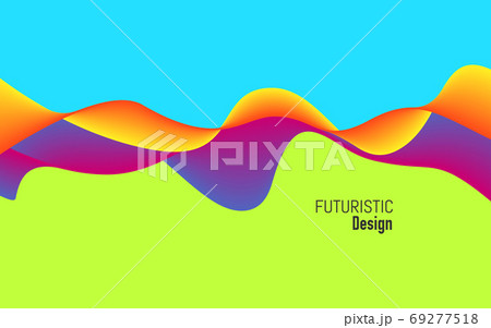Modern background with dynamic effect. Bright design with trendy colors. Colorful concept for website, poster, presentation. Yellow and violet waves. Vector illustration 69277518