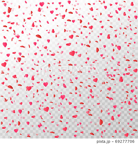 Heart confetti falling on transparent... - Stock Illustration [69277706] -  PIXTA