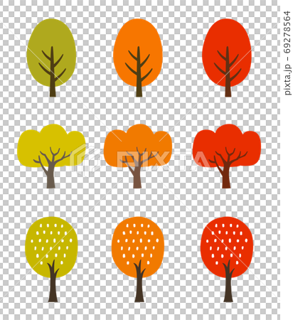 秋の紅葉の木 アイコンセット 秋の紅葉の木 アイコンセット 69278564