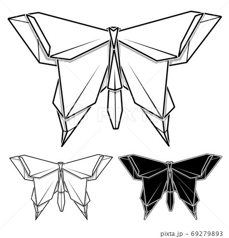 Image of paper origami of butterfly (contour drawing by line). Image of paper origami of butterfly (contour drawing by line). 69279893