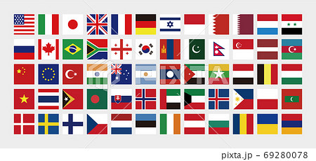 色々な国旗のアイコンセットのイラスト素材 [69280078] - PIXTA