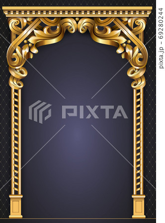 Gold classic frame of the rococo baroque Gold classic frame of the rococo baroque 69280244