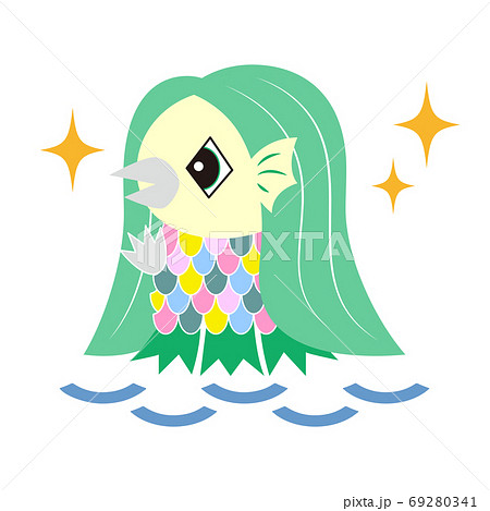 アマビエ 日本の妖怪 キャラクター イラスト ベクターのイラスト素材