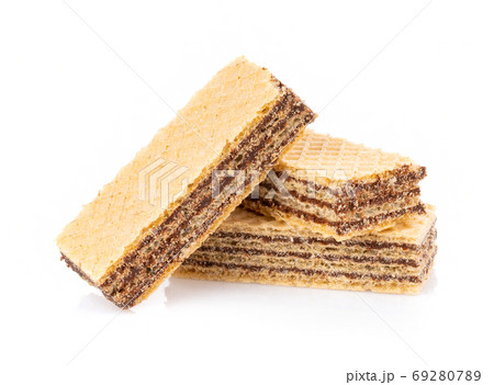 wafers with chocolate isolated on white background wafers with chocolate isolated on white background 69280789