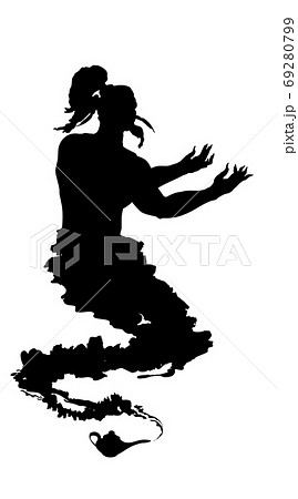 Arabic Genie Lamp Black Silhouette Isolated On のイラスト素材