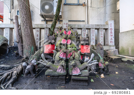 日本の東京都市景観 日本橋七福神の笠間稲荷神社(寿老神)。キツネがズラリ=中央区日本橋浜町 日本の東京都市景観 日本橋七福神の笠間稲荷神社(寿老神)。キツネがズラリ=中央区日本橋浜町 69280881