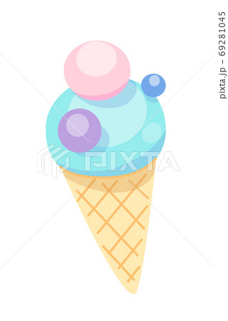 Ice cream in waffle isolated on white background 69281045