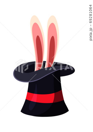 Rabbit in black hat isolated on white background Rabbit in black hat isolated on white background 69281064