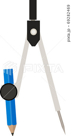 コンパスのイラスト 製図 銀 文房具 備品 算数 学習 ベクターのイラスト素材