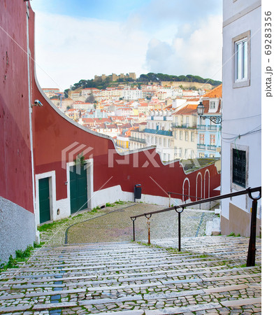 Lisbon Old Town empty street Lisbon Old Town empty street 69283356