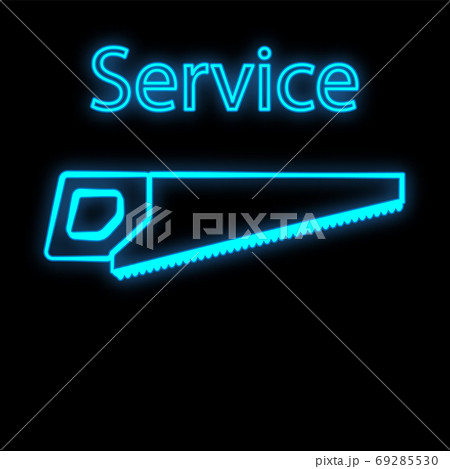 Bright luminous blue industrial digital neon sign Bright luminous blue industrial digital neon sign 69285530