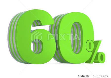 Green 60 percent, discount concept. 3D rendering 69285585