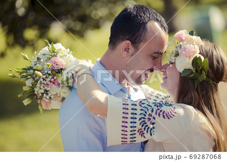 Young couple in love outdoor.Stunning sensual outdoor portrait of a young stylish fashion couple posing in summer in the park Young couple in love outdoor.Stunning sensual outdoor portrait of a young stylish fashion couple posing in summer in the park 69287068