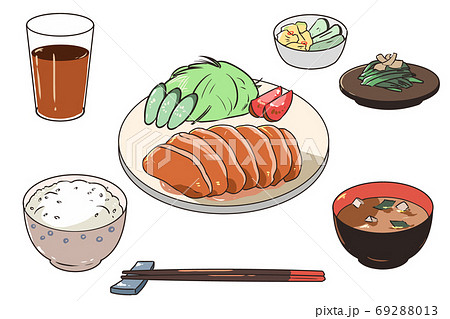 生姜焼き定食のイラスト素材 6913