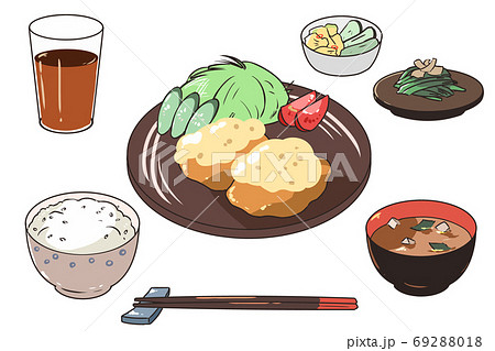 チキン南蛮定食のイラスト素材 6918