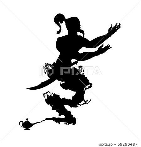 Arabic Genie Lamp Black Silhouette Isolated On のイラスト素材