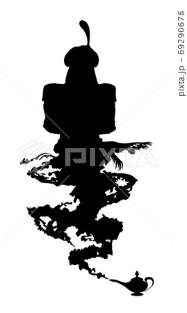 Arabic Genie Lamp Black Silhouette Isolated On のイラスト素材