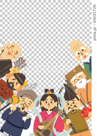 New Year's card design of the Seven Lucky Gods New Year's card design of the Seven Lucky Gods 69291726