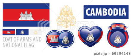 Vector set of the coat of arms and national flag of Cambodia Vector set of the coat of arms and national flag of Cambodia 69294148