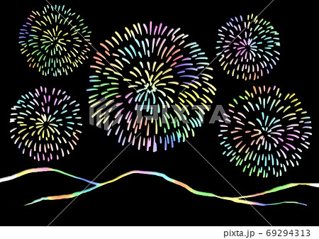 花火の切り絵のイラスト素材