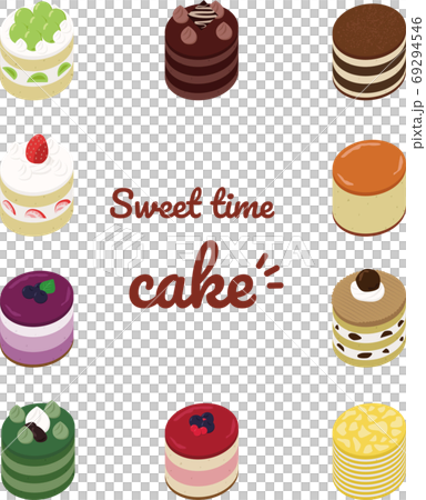 Round cake illustration set Round cake illustration set 69294546