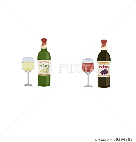 ワイン 赤ワイン 白ワイン グラスのイラストのイラスト素材