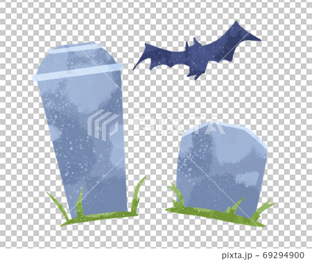 ハロウィンの蝙蝠の飛ぶお墓のイラスト素材