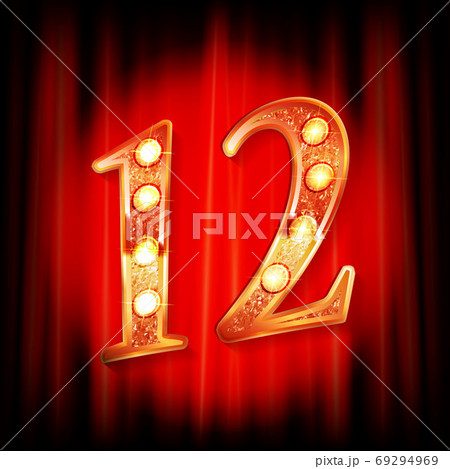 Gold numbers 12. Greeting card Gold numbers 12. Greeting card 69294969