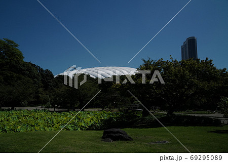 東京ドームと庭園と青空 69295089
