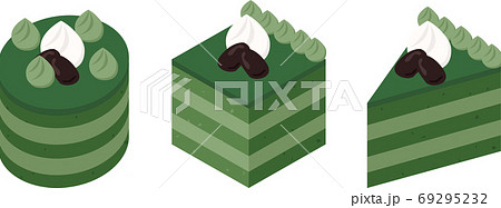 丸と四角と三角の抹茶ケーキ 69295232