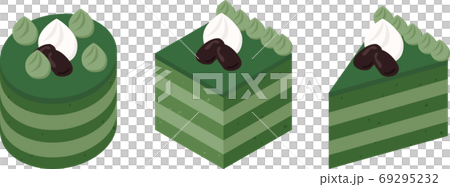 圓形，方形和三角形抹茶蛋糕 69295232