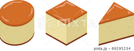 丸と四角と三角のベイクドチーズケーキのイラスト素材