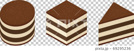 Round, square and triangular tiramisu 69295236