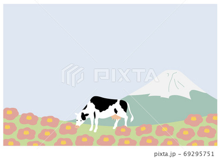 富士山と牛 69295751